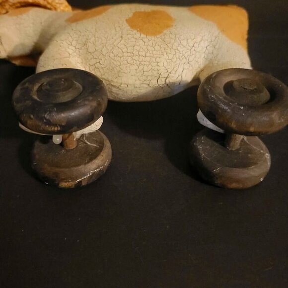 Vintage Paper Mache Goat with Staw Hat on Wheels Toy - Picture 5 of 7